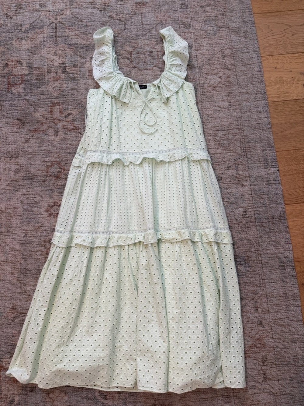 Zara Mint Eyelet Ruffle Maxi Dress
